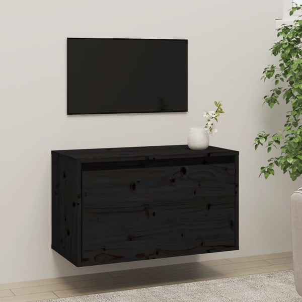 Schwarzer Wandschrank 60x30x35cm Kiefer Massivholz