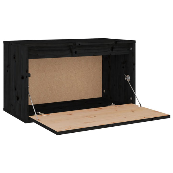 Schwarzer Wandschrank 60x30x35cm Kiefer Massivholz