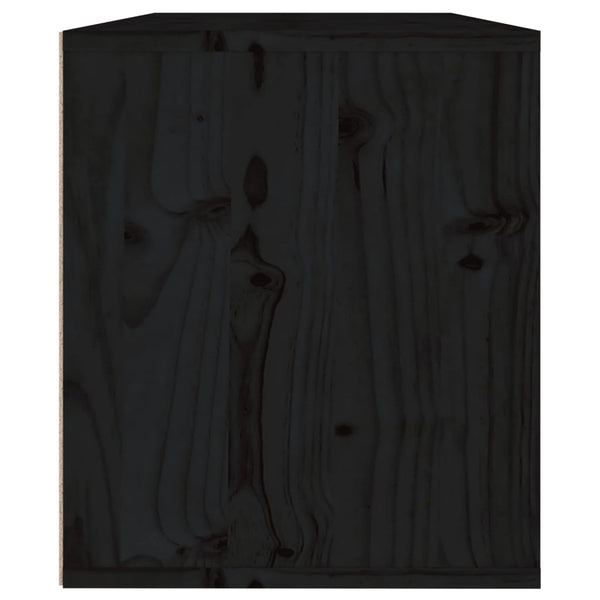 Schwarzer Wandschrank 60x30x35cm Kiefer Massivholz