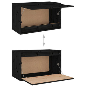 Schwarzer Wandschrank 60x30x35cm Kiefer Massivholz