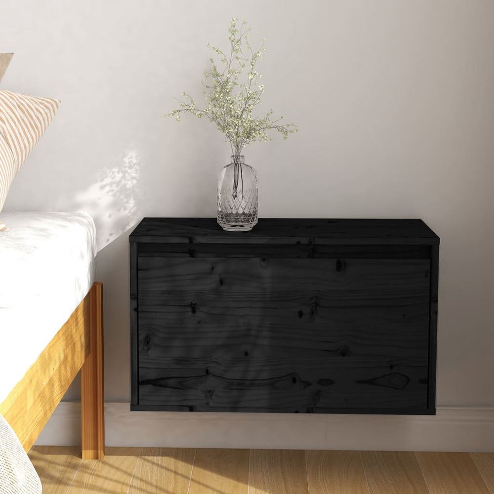 Schwarzer Wandschrank 60x30x35cm Kiefer Massivholz