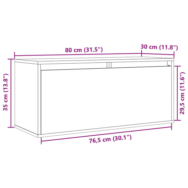 Wandschrank Kiefer Massivholz 80x30x35 cm