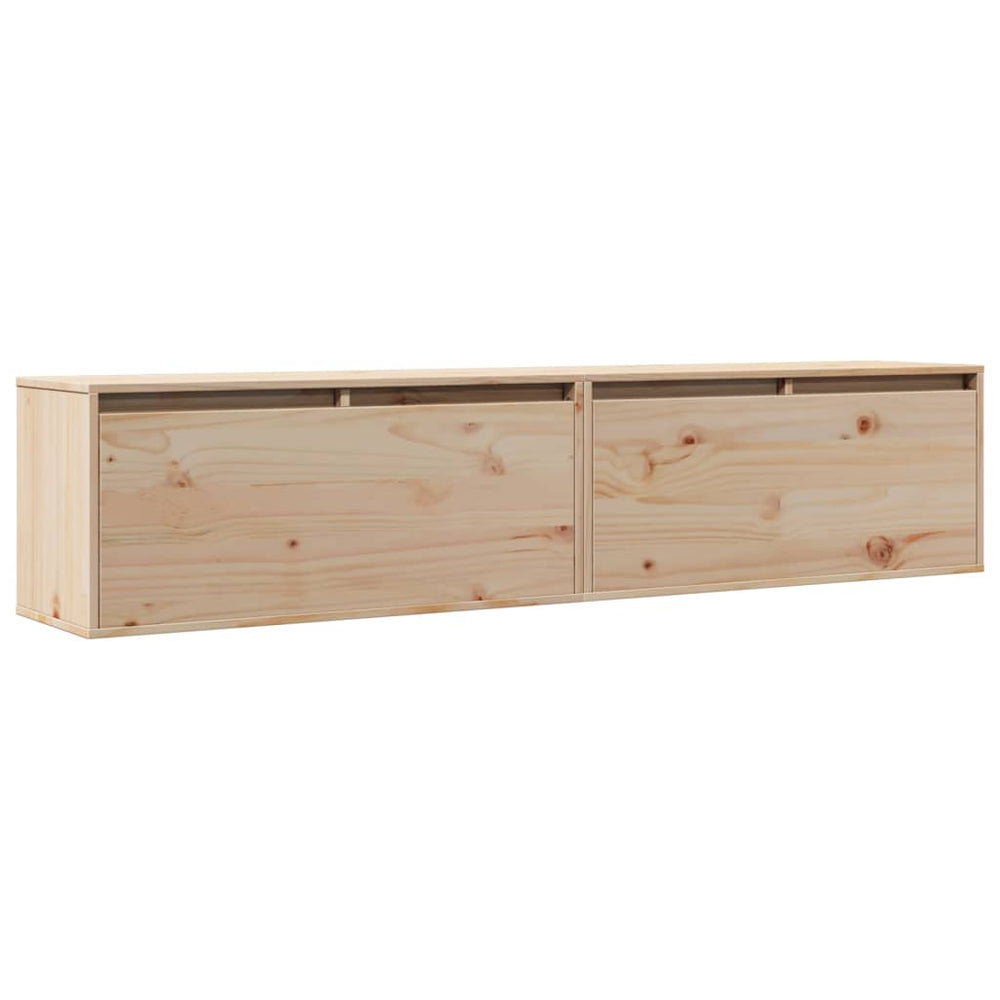 Massivholz Wandschränke Kiefer 80x30x35 cm, 2er-Set