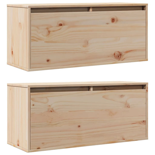 Massivholz Wandschränke Kiefer 80x30x35 cm, 2er-Set