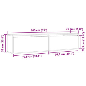 Massivholz Wandschränke Kiefer 80x30x35 cm, 2er-Set