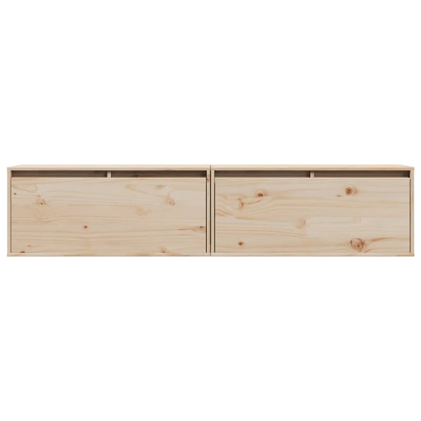 Massivholz Wandschränke Kiefer 80x30x35 cm, 2er-Set