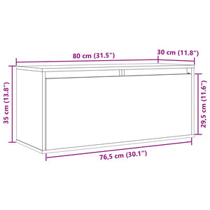 Weißer Wandschrank Kiefer Massivholz 80x30x35 cm
