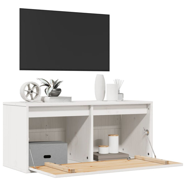 Weißer Wandschrank Kiefer Massivholz 80x30x35 cm