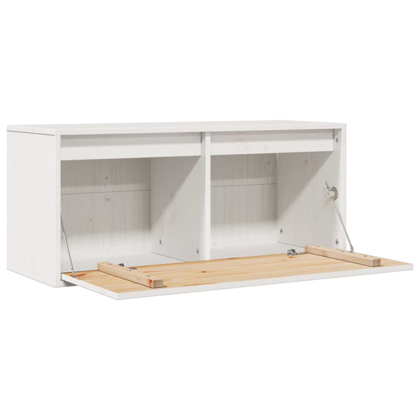 Weißer Wandschrank Kiefer Massivholz 80x30x35 cm