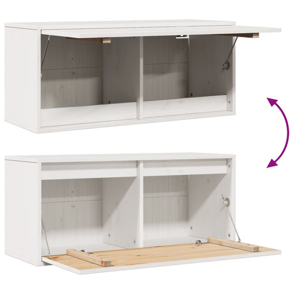 Weißer Wandschrank Kiefer Massivholz 80x30x35 cm