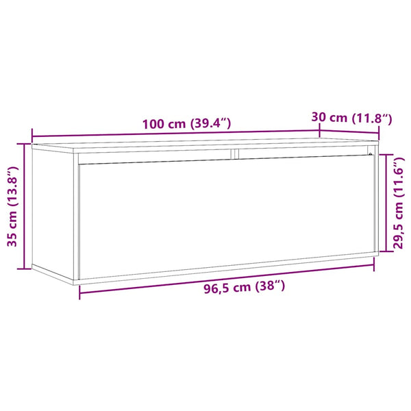 Wandschrank Kiefer Massivholz 100x30x35 cm