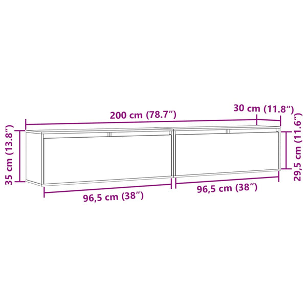 Wandschränke Kiefer Massivholz 100x30x35cm, 2er Set