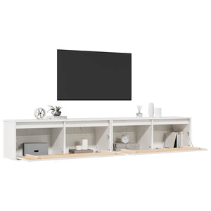 Wandschränke 2er Set, Kiefer Massivholz, Weiß