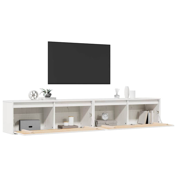 Wandschränke 2er Set, Kiefer Massivholz, Weiß
