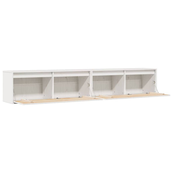 Wandschränke 2er Set, Kiefer Massivholz, Weiß