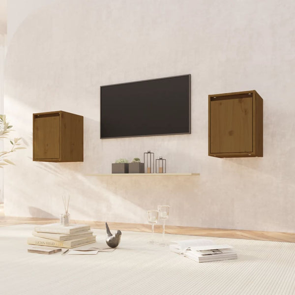 vidaXL Armoires murales 2 pcs Marron miel 30x30x40 cm Bois de pin massif