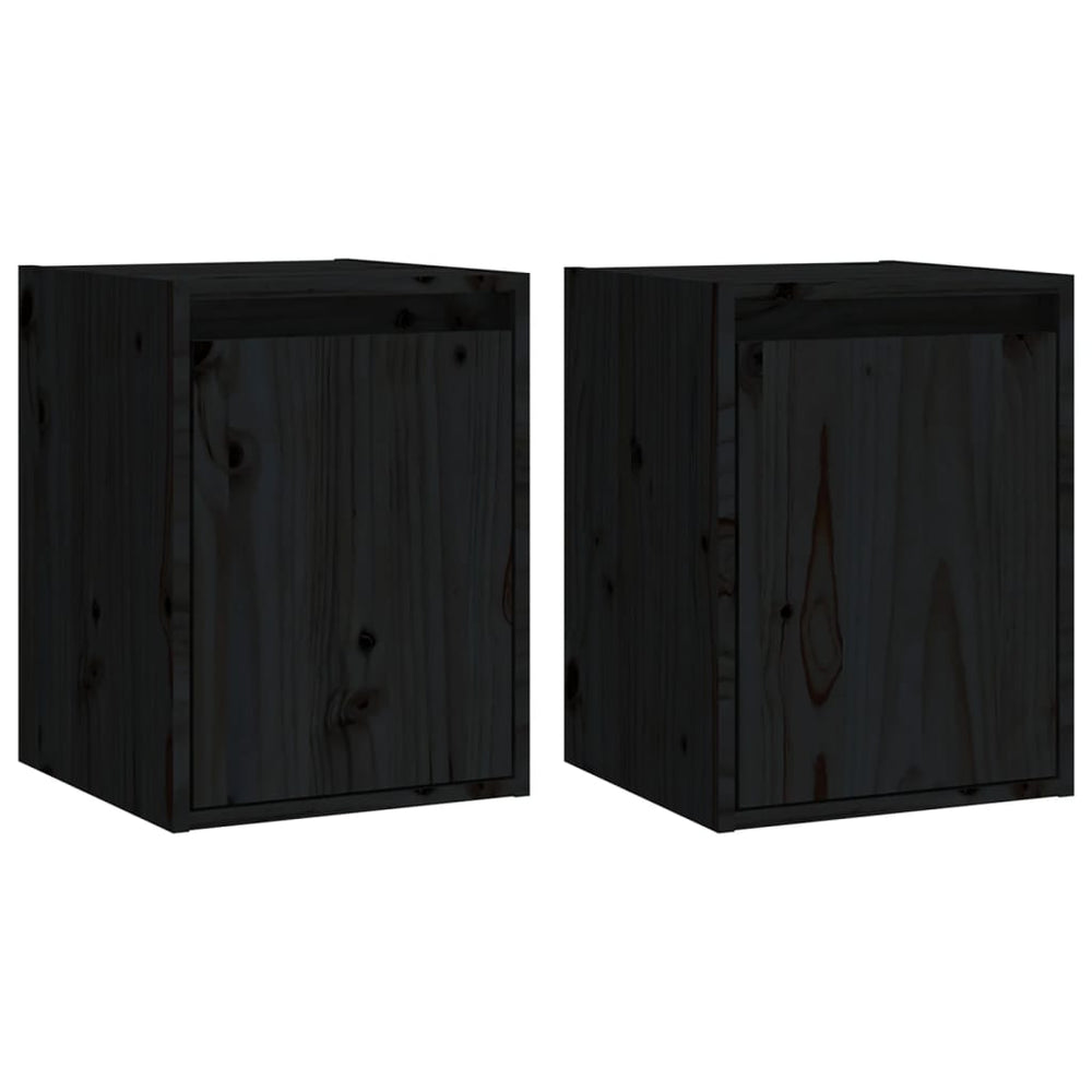 Wandschränke 2er Set Schwarz Kiefer 30x30x40cm