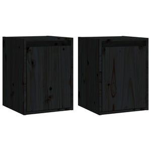 Wandschränke 2er Set Schwarz Kiefer 30x30x40cm