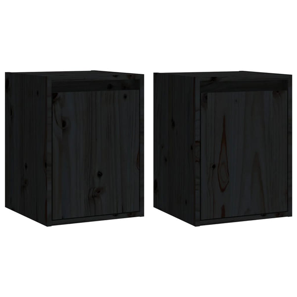 Wandschränke 2er Set Schwarz Kiefer 30x30x40cm