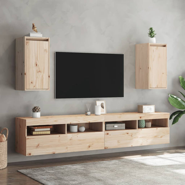Massivholz Wandschränke Kiefer, 2er-Set