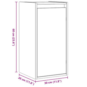 Weißer Wandschrank 30x30x60cm Kiefer Massivholz