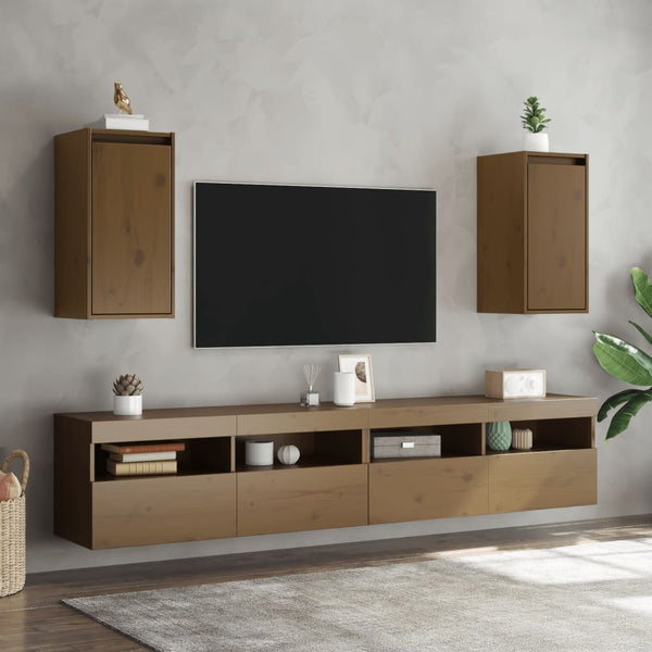 vidaXL Armoires murales 2 pcs Marron miel 30x30x60 cm Bois de pin massif