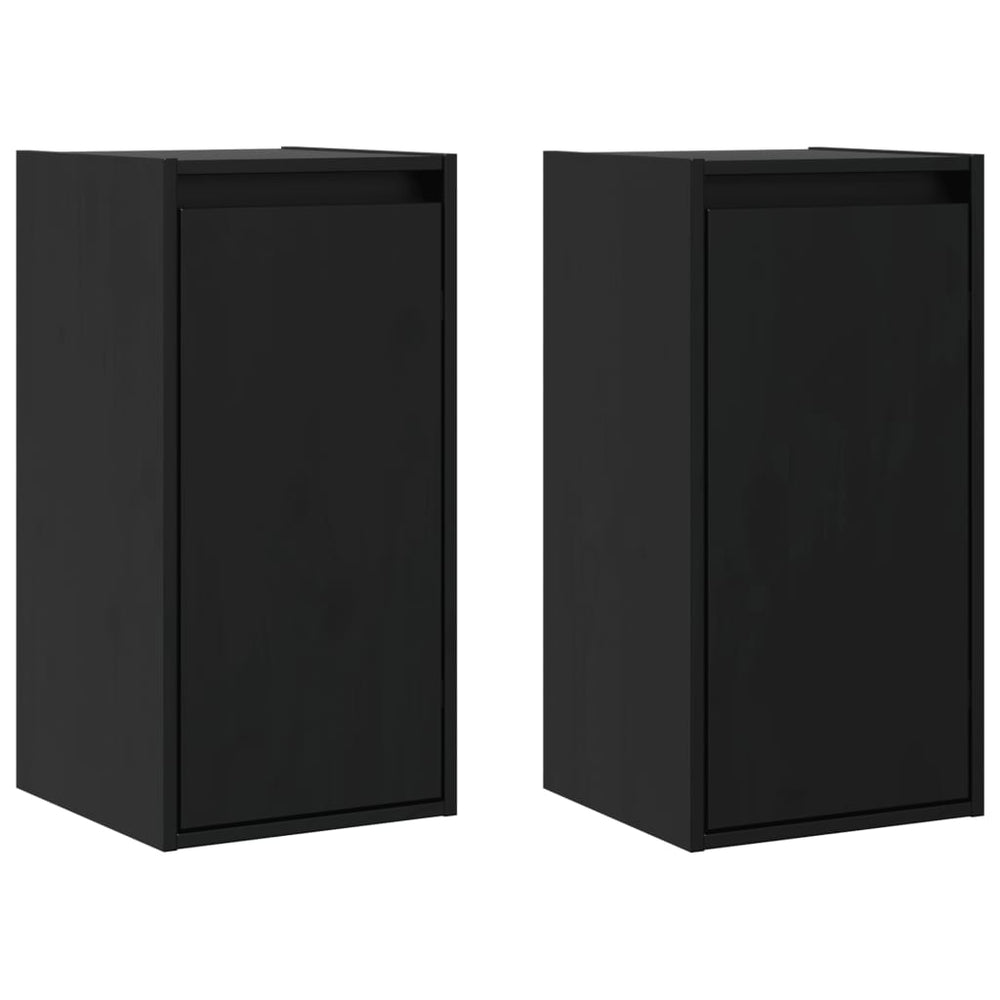 Wandschränke 30x30x60 cm Kiefer Massivholz Schwarz 2er Set