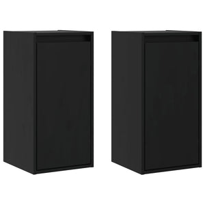 Wandschränke 30x30x60 cm Kiefer Massivholz Schwarz 2er Set