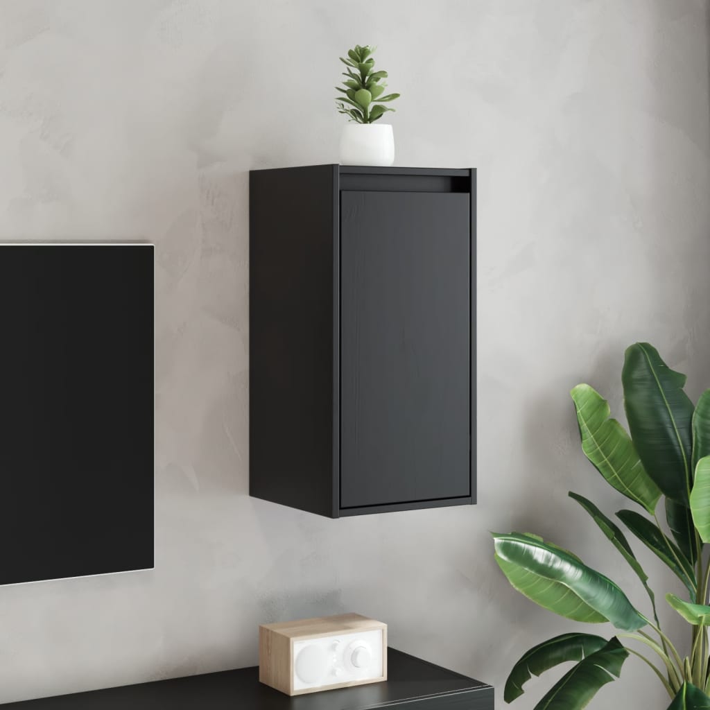 Wandschränke 30x30x60 cm Kiefer Massivholz Schwarz 2er Set