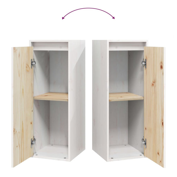 Weißer Wandschrank 30x30x80 cm Kiefer Massivholz