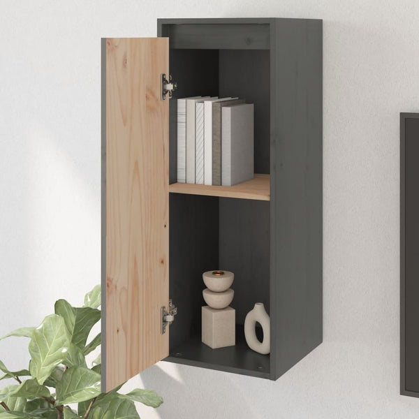 Grauer Wandschrank 30x30x80cm Kiefer Massivholz