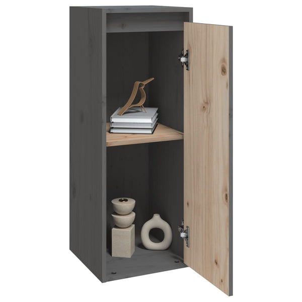 Grauer Wandschrank 30x30x80cm Kiefer Massivholz
