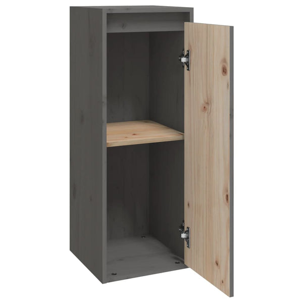 Grauer Wandschrank 30x30x80cm Kiefer Massivholz