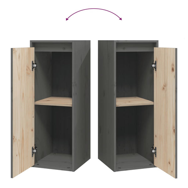 Grauer Wandschrank 30x30x80cm Kiefer Massivholz