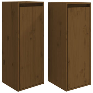 Wandschränke Kiefer Massivholz Honigbraun 30x80cm 2er Set