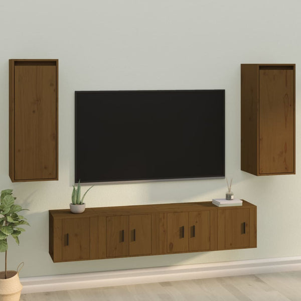Wandschränke Kiefer Massivholz Honigbraun 30x80cm 2er Set