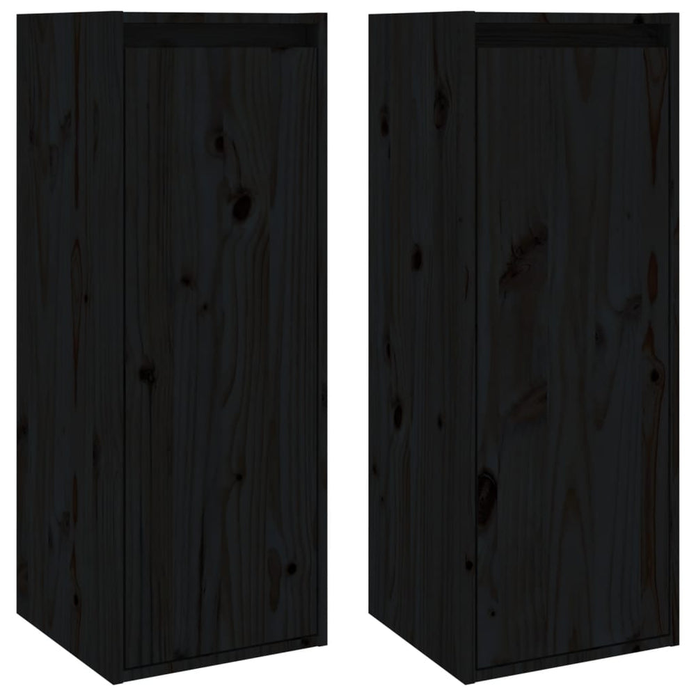 Schwarze Wandschränke 30x30x80cm, 2er-Set