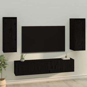 Schwarze Wandschränke 30x30x80cm, 2er-Set