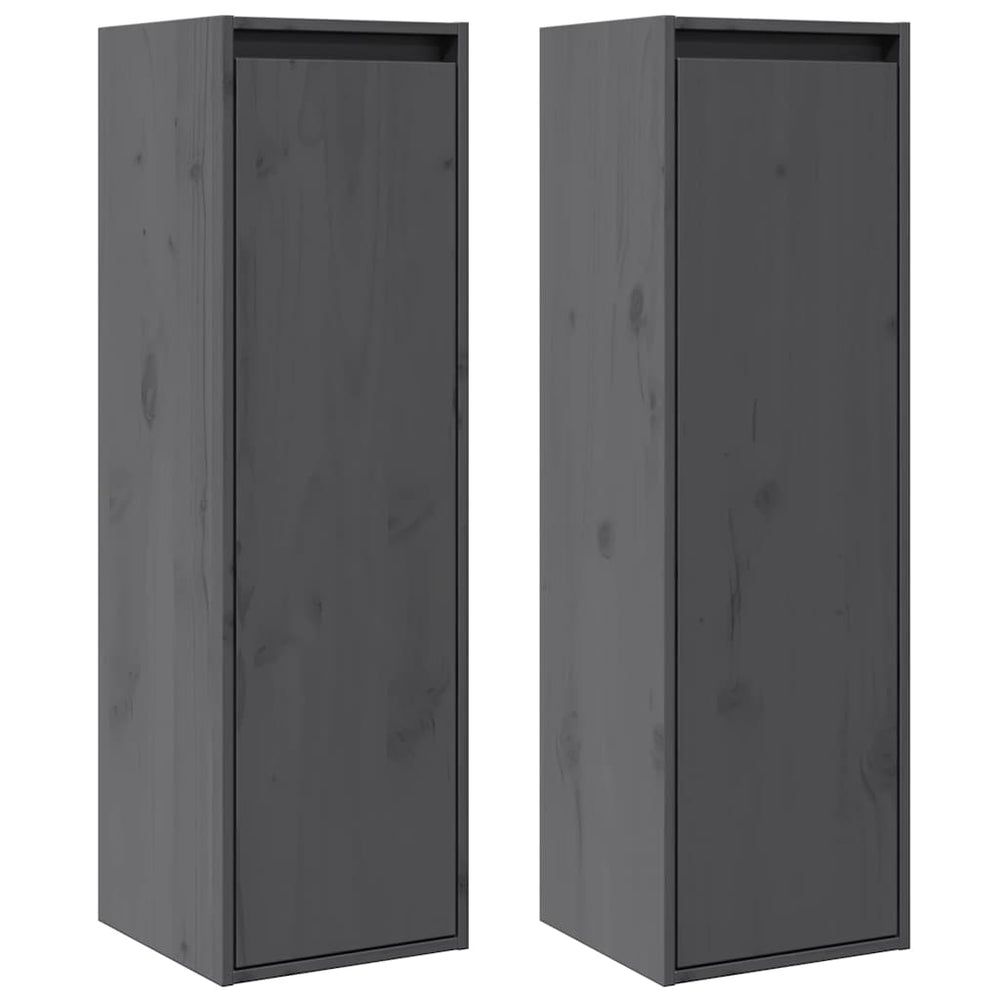 Graue Kiefer Massivholz Wandschränke 30x30x100cm, 2er-Set