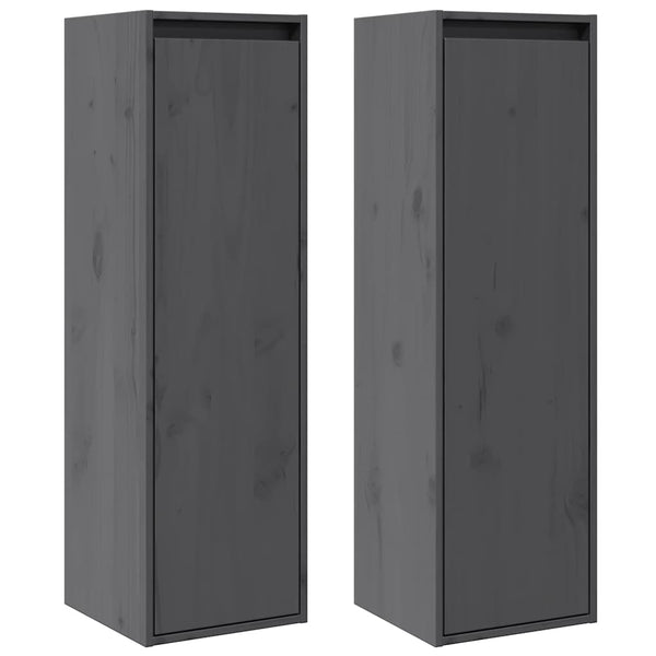Graue Kiefer Massivholz Wandschränke 30x30x100cm, 2er-Set