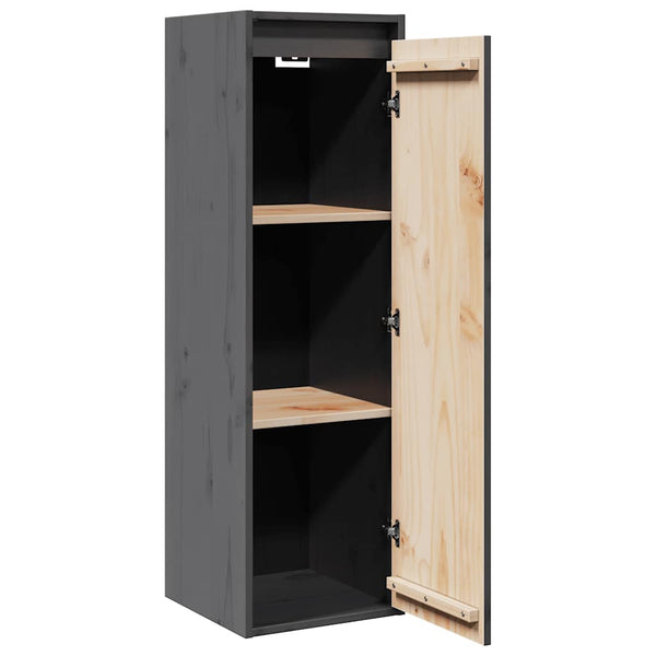 Graue Kiefer Massivholz Wandschränke 30x30x100cm, 2er-Set