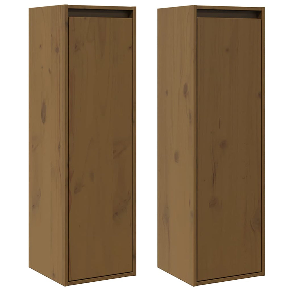 Wandschränke 2er Set Honigbraun 30x100cm Kiefer Massivholz