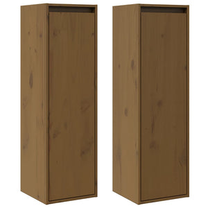 Wandschränke 2er Set Honigbraun 30x100cm Kiefer Massivholz
