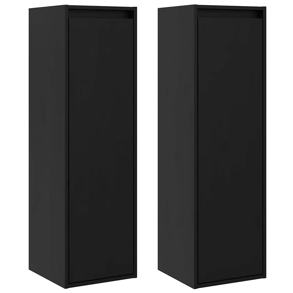 Wandschränke 2er Set Schwarz 30x100cm Kiefer Massivholz