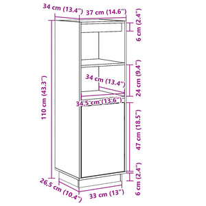 Graues Highboard Kiefer Massivholz 110cm