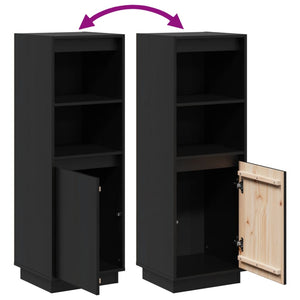 Schwarzes Highboard Kiefer Massivholz 37x34x110cm