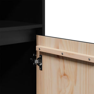 Schwarzes Highboard Kiefer Massivholz 37x34x110cm