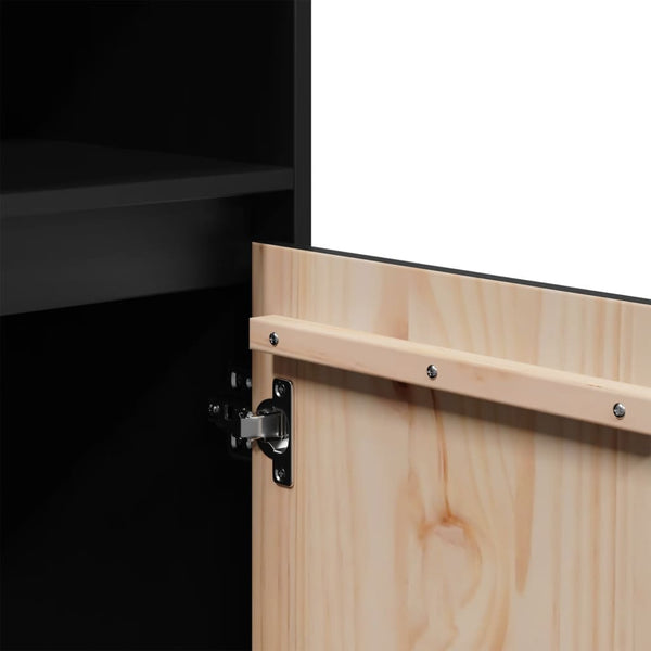 Schwarzes Highboard Kiefer Massivholz 37x34x110cm