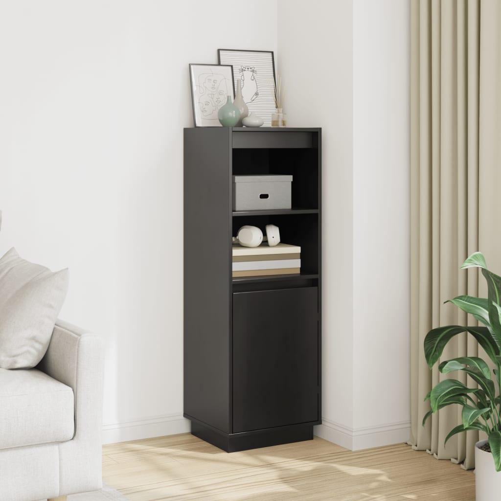 Schwarzes Highboard Kiefer Massivholz 37x34x110cm