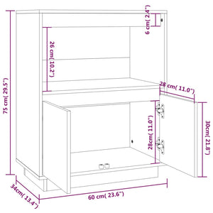 Graues Kiefer Sideboard 60x75 cm